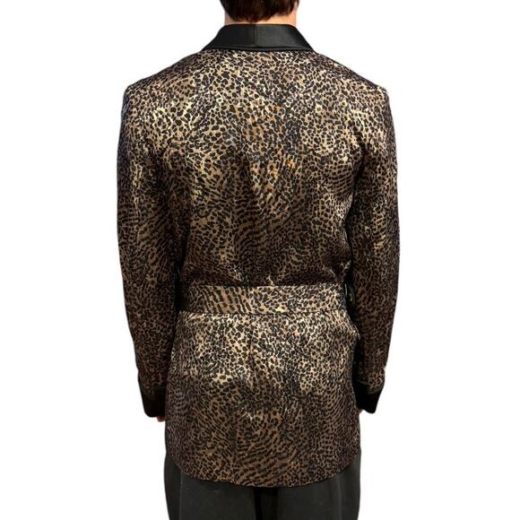 L.W. Wardy Leopard Jacquard Satin Smoking Jacket XS Made in USA - Picture 5 of 17
